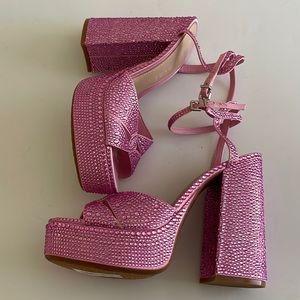 Gianni Bini Pink Rhinestone Platform Heels 9.5